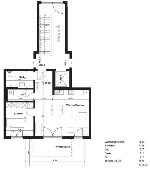 Grundriss WE 02 EG Haus A