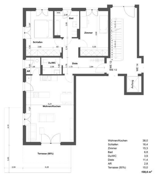 Grundriss WE 12 EG Haus B